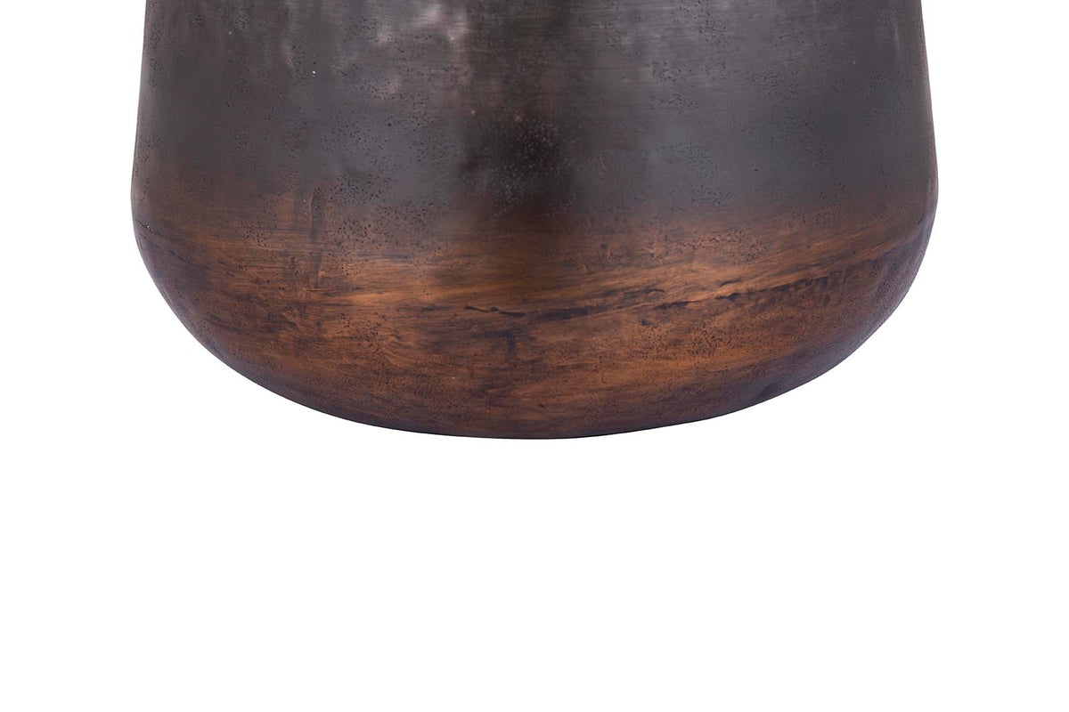 Nouska black aluminium planter with copper base, small