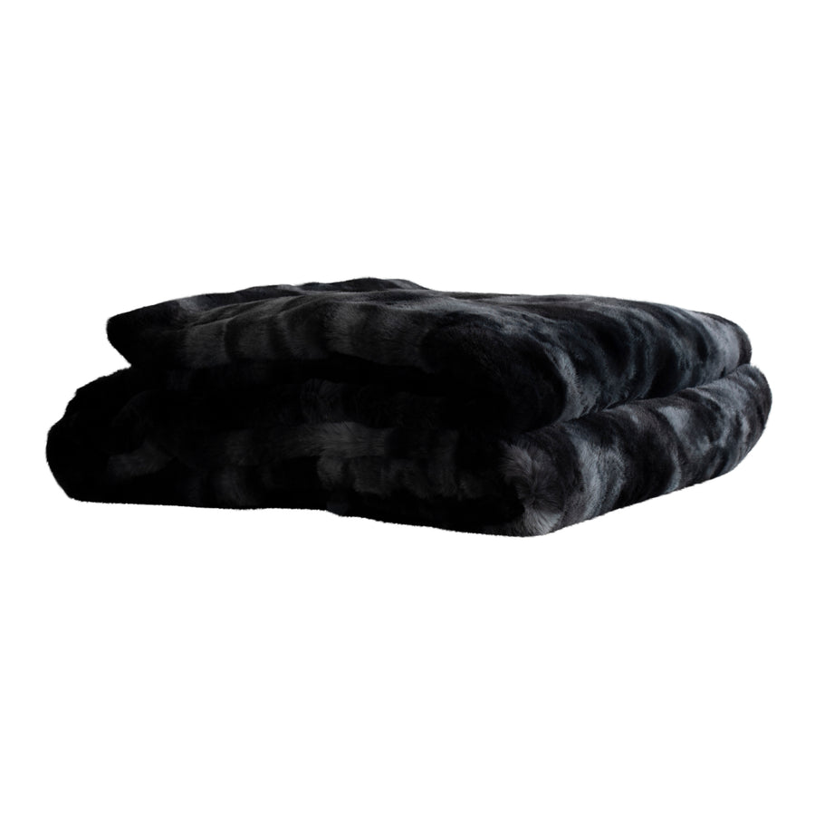 Linde black faux fur bedspread in gift box