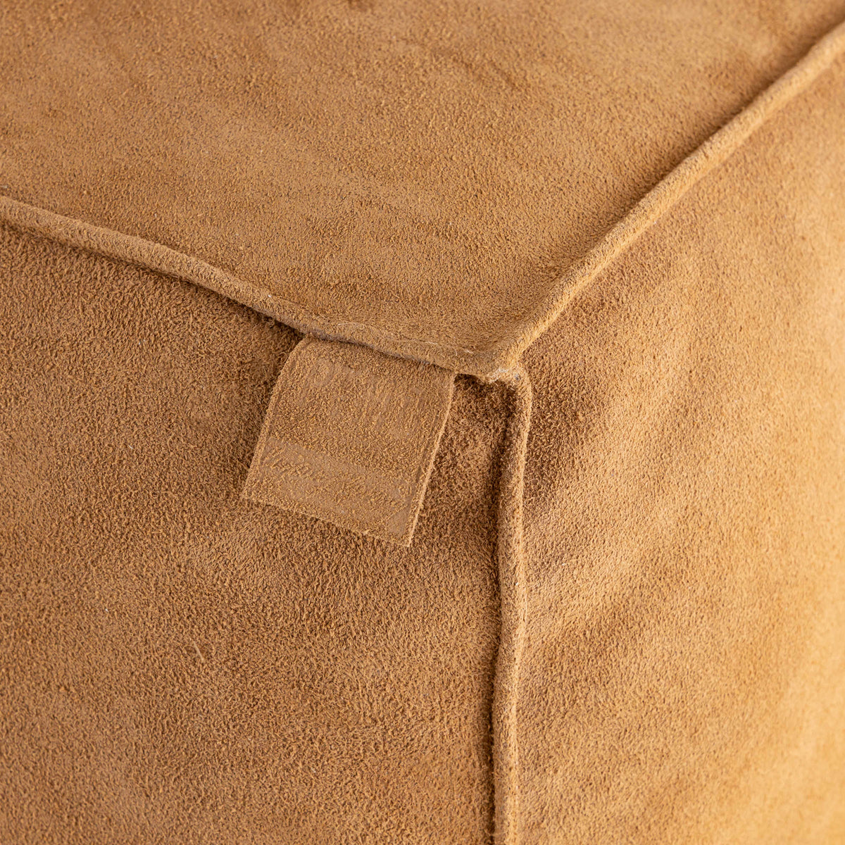 Marieke camel suede leather rectangular pouffe