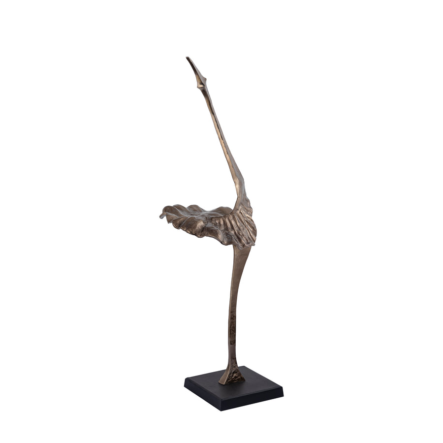 Yobie gold cast aluminium statue on black base, small