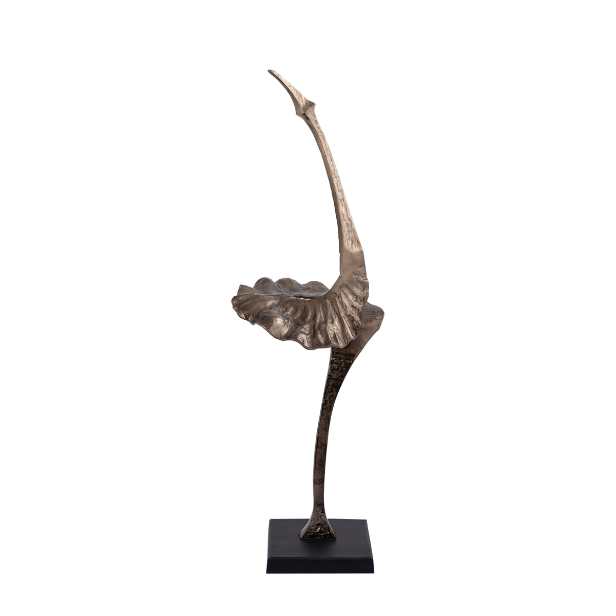 Yobie gold cast aluminium statue on black base, small