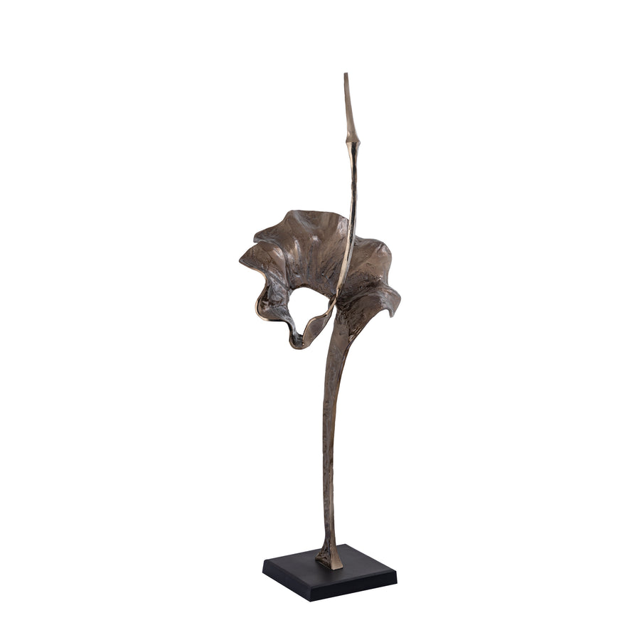 Yobie brown cast aluminium statue on black base, large