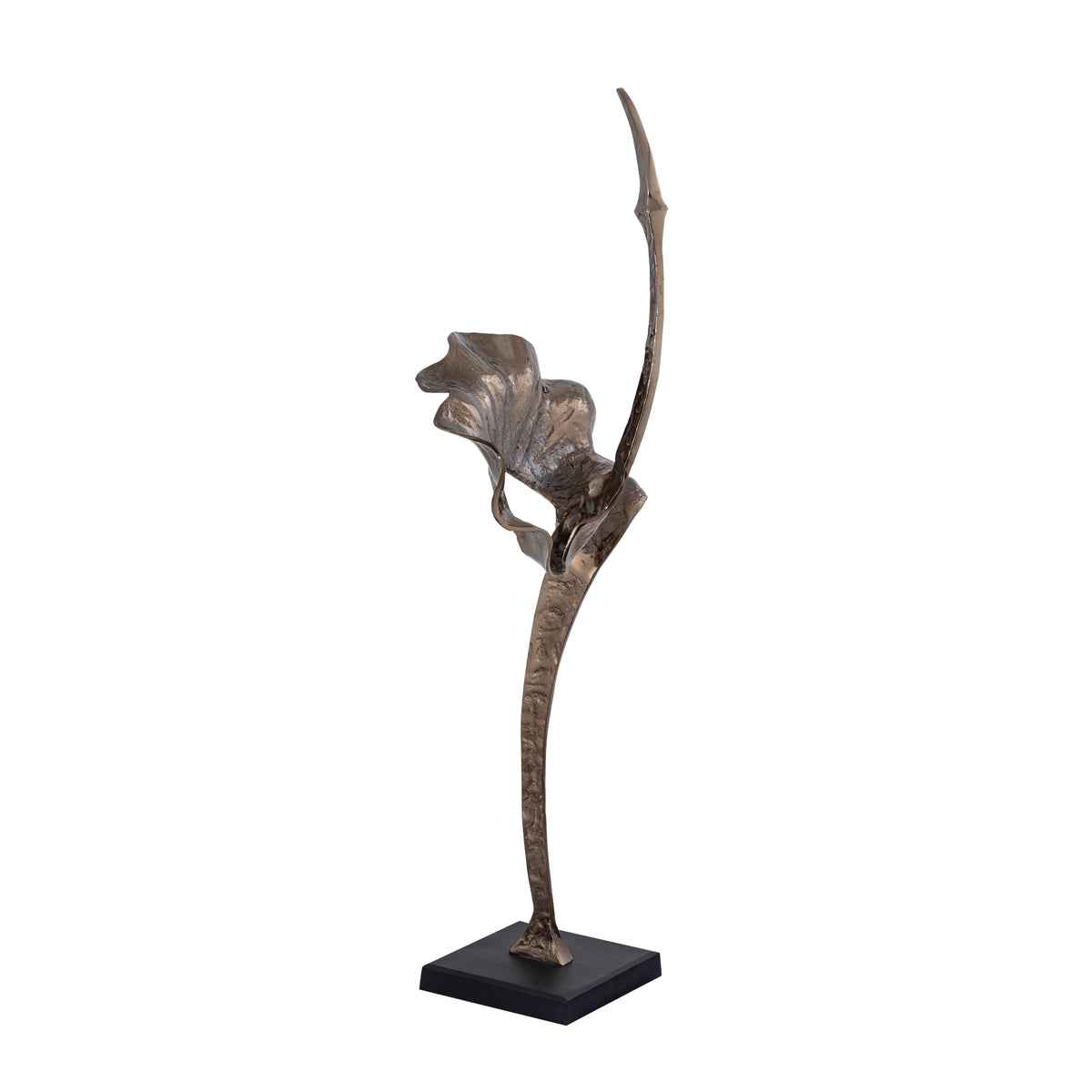 Yobie brown cast aluminium statue on black base, large