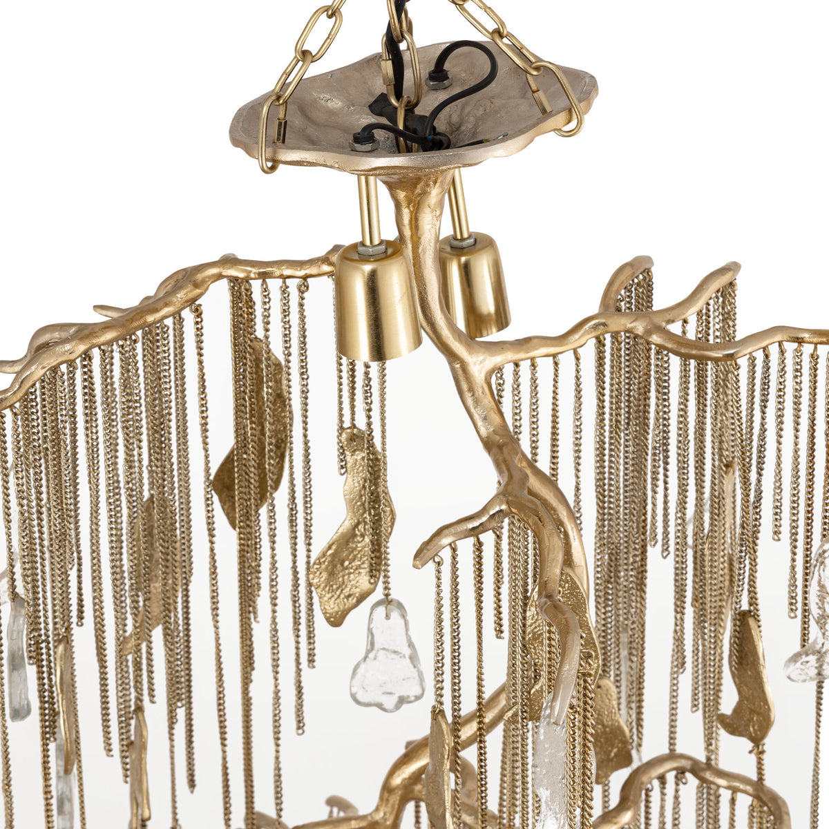 Wilco gold cast aluminium hanging lamp with chains