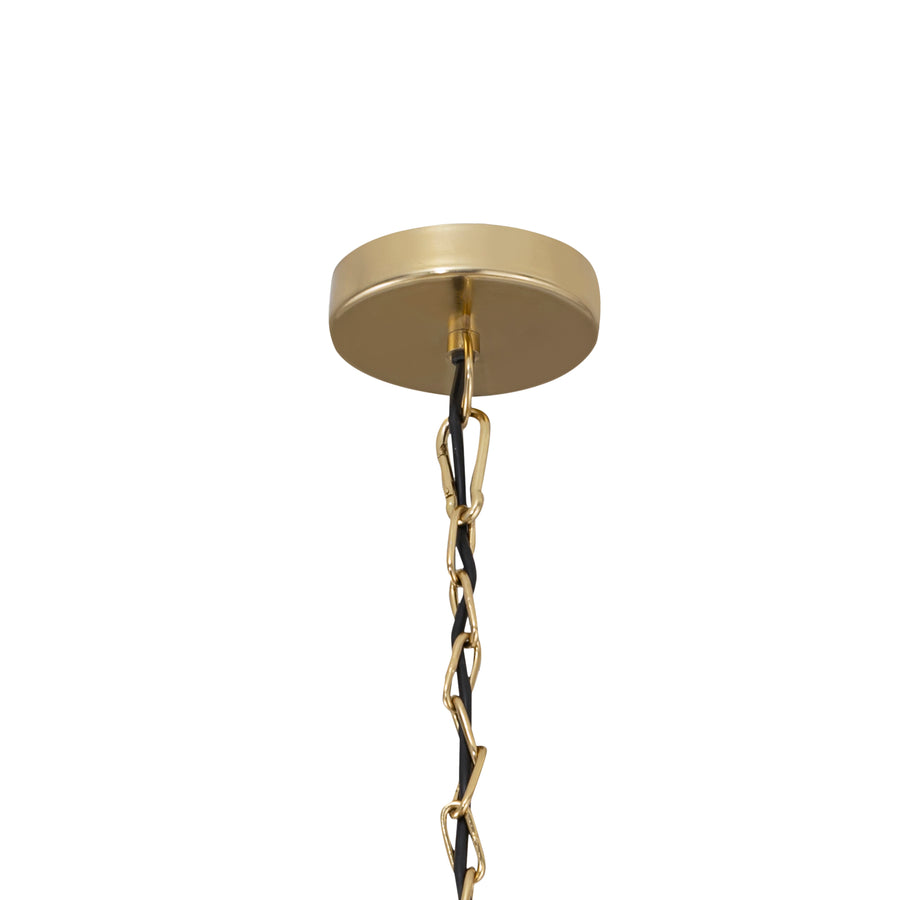 Wilco gold cast aluminium hanging lamp with chains