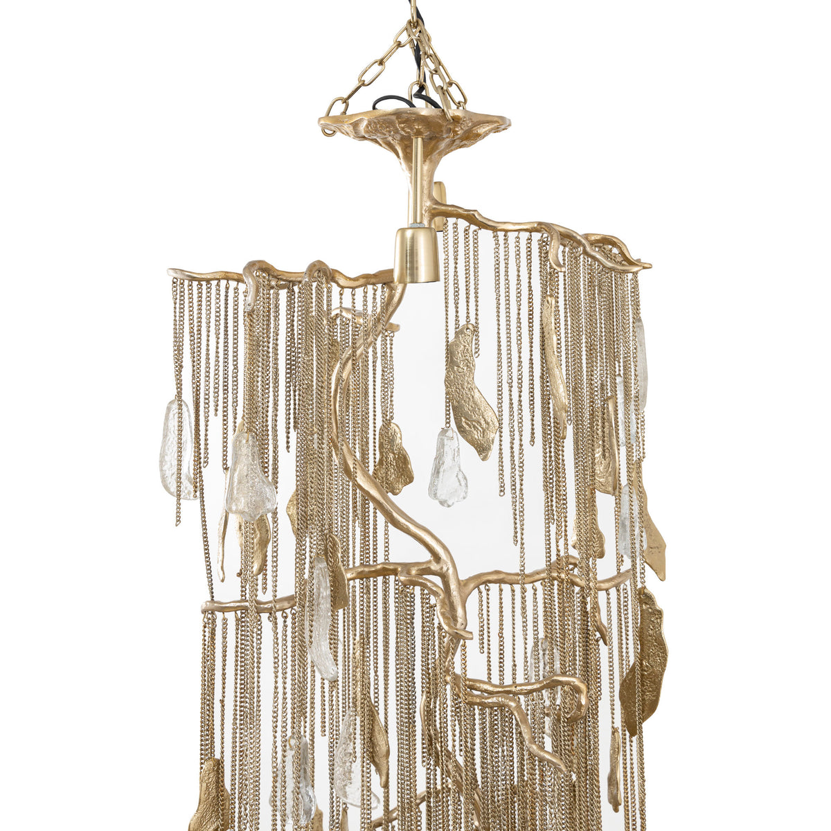 Wilco gold cast aluminium hanging lamp with chains