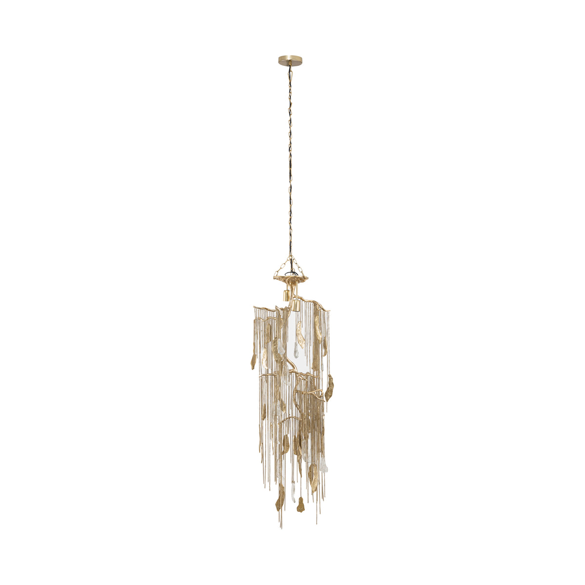 Wilco gold cast aluminium hanging lamp with chains