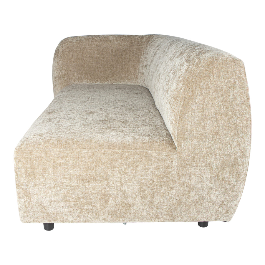 Lujo cream fabric modular two-seater sofa, left arm
