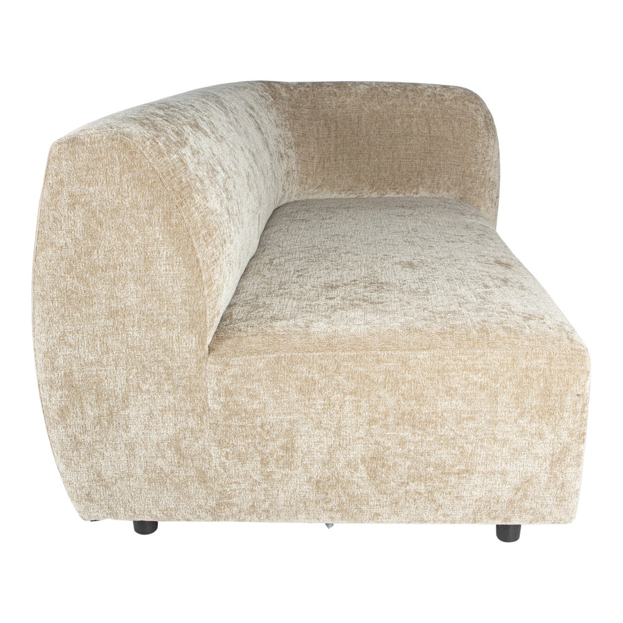 Lujo cream fabric modular two-seater sofa, right arm