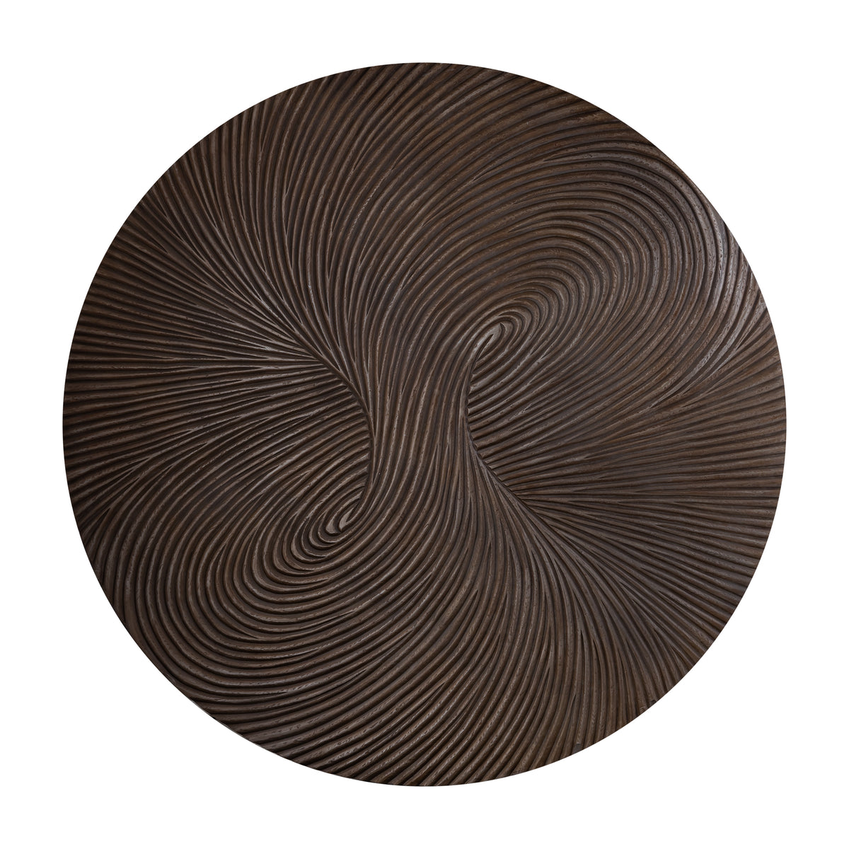 Wiktor brown swirl-carved round MDF wall panel, large