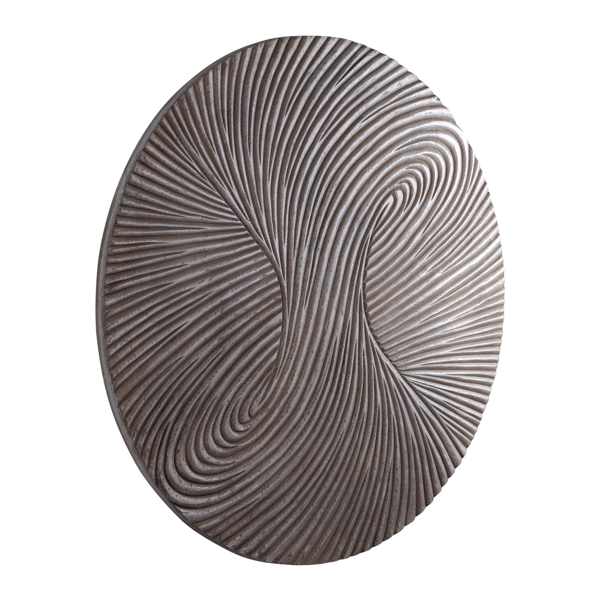 Wiktor brown swirl-carved round MDF wall panel, medium
