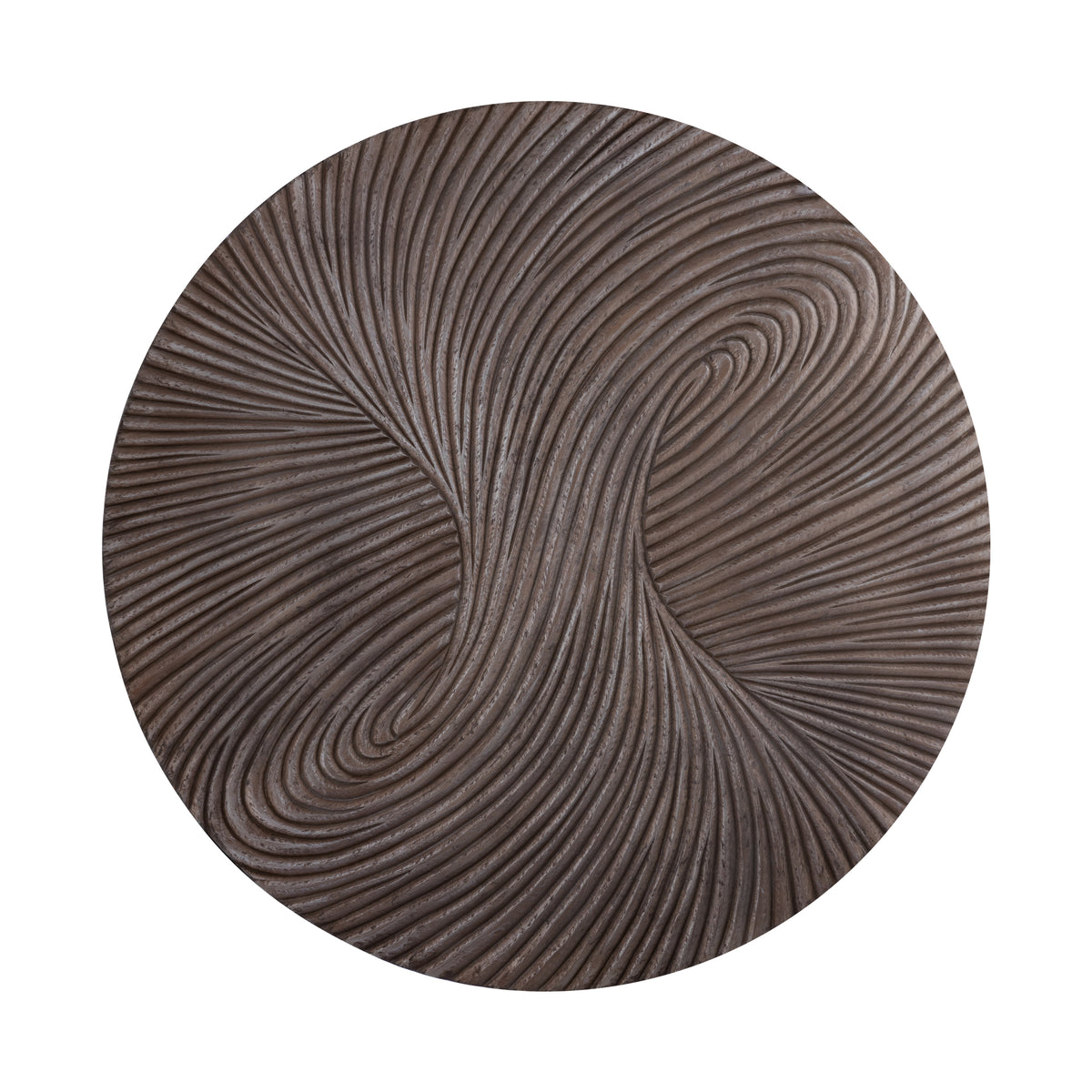 Wiktor brown swirl-carved round MDF wall panel, medium