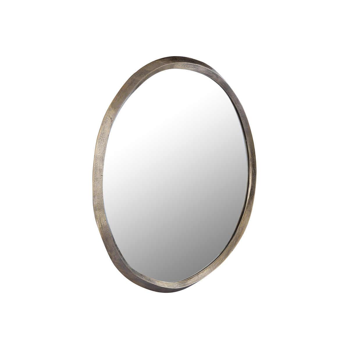 Limera gold round mirror with irregular border, small