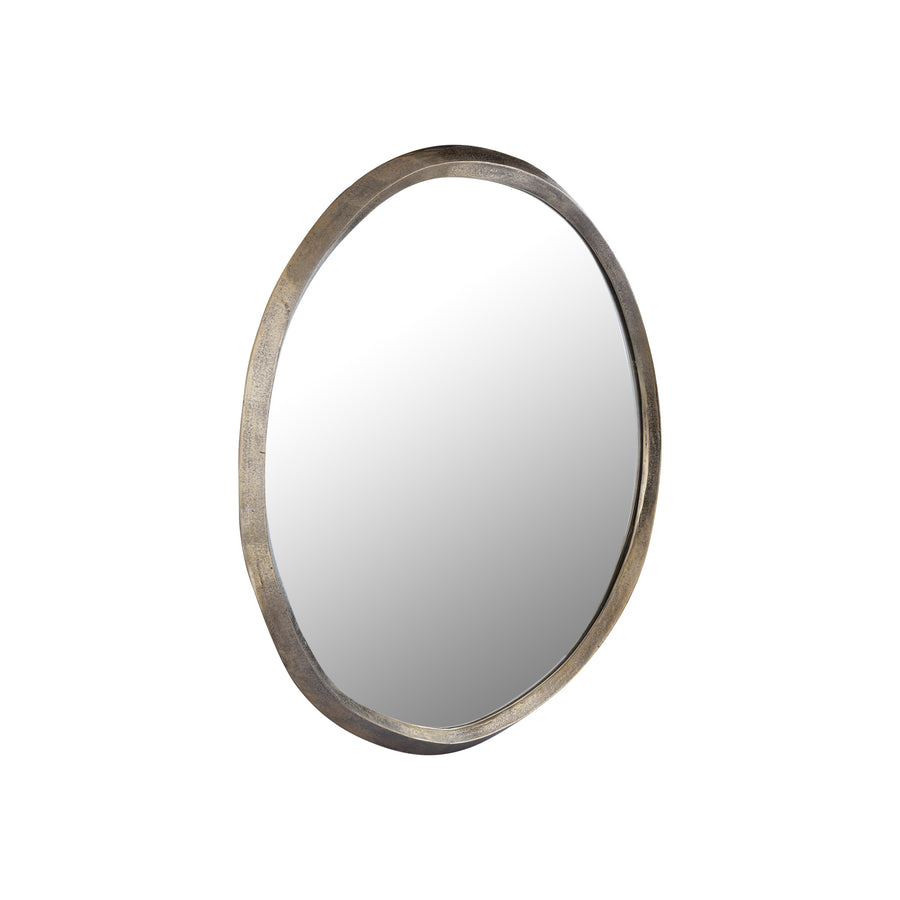 Limera gold round mirror with irregular border, small