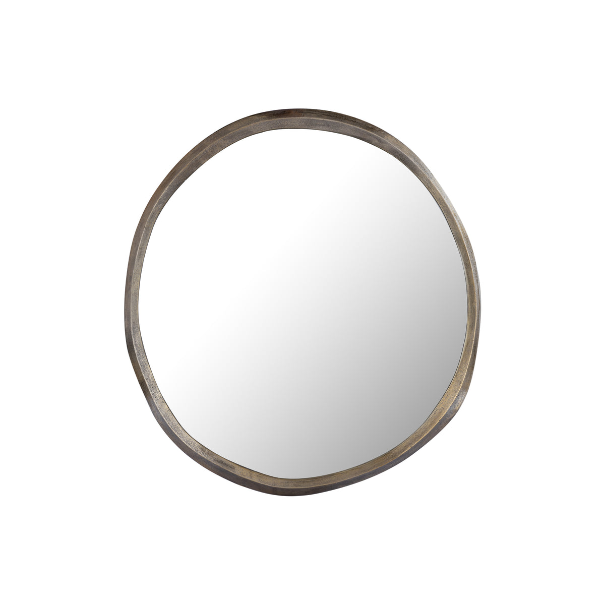 Limera gold round mirror with irregular border, small