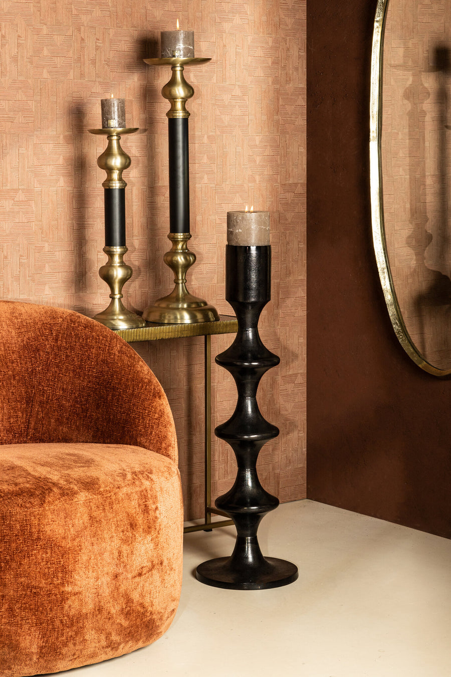 Limera gold oval mirror with irregular border, medium
