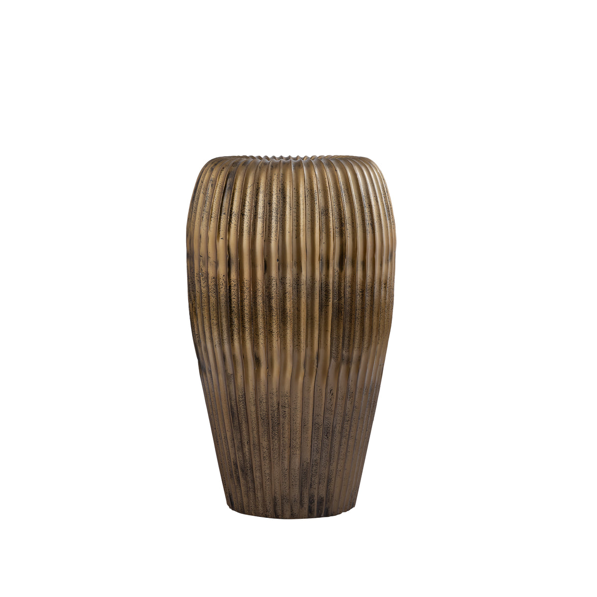 Russel gold ribbed aluminium planter