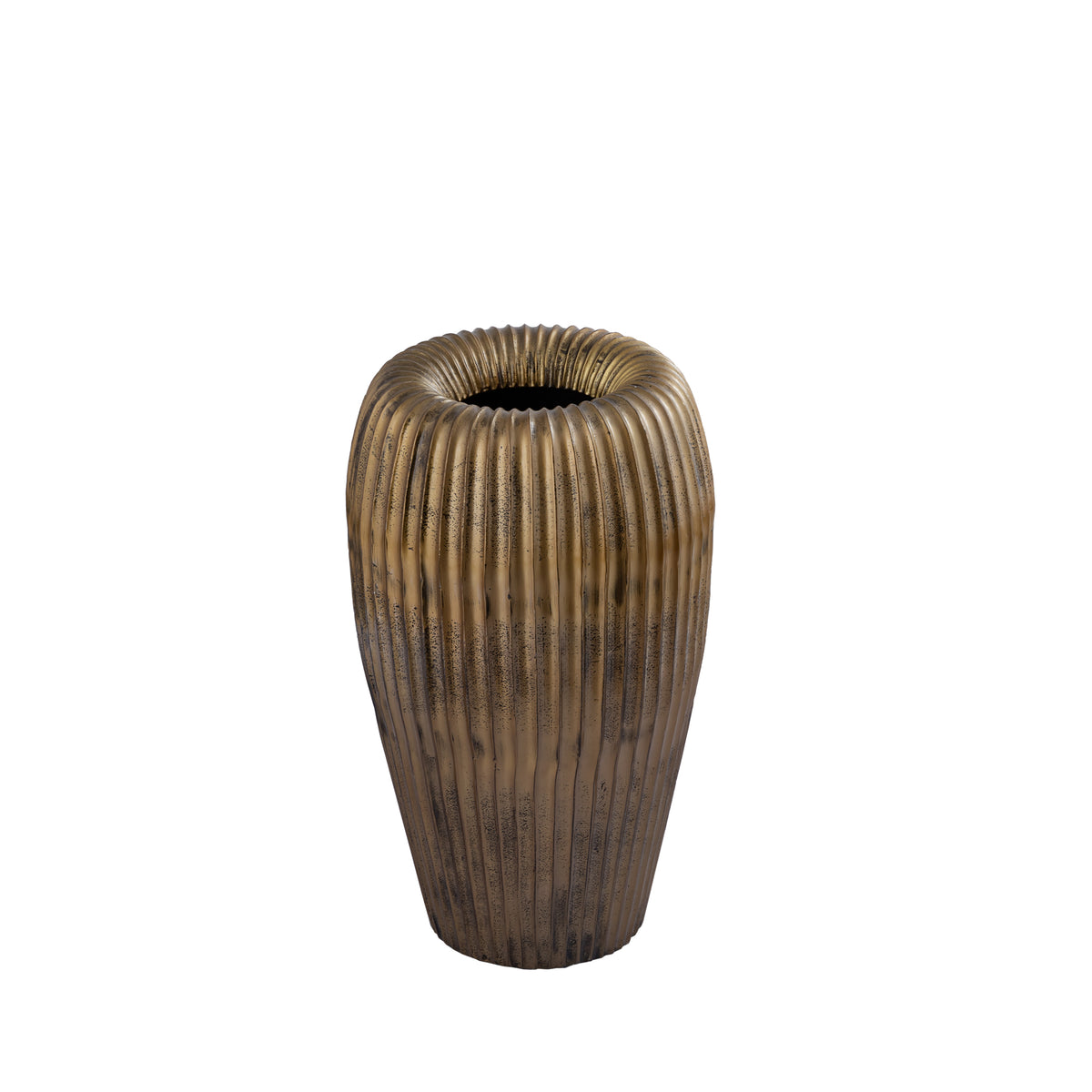 Russel gold ribbed aluminium planter
