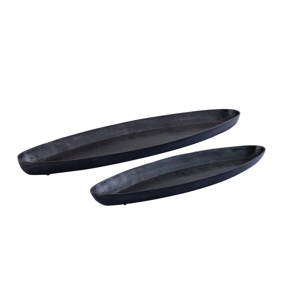Yaren black cast aluminium oval bowl, small
