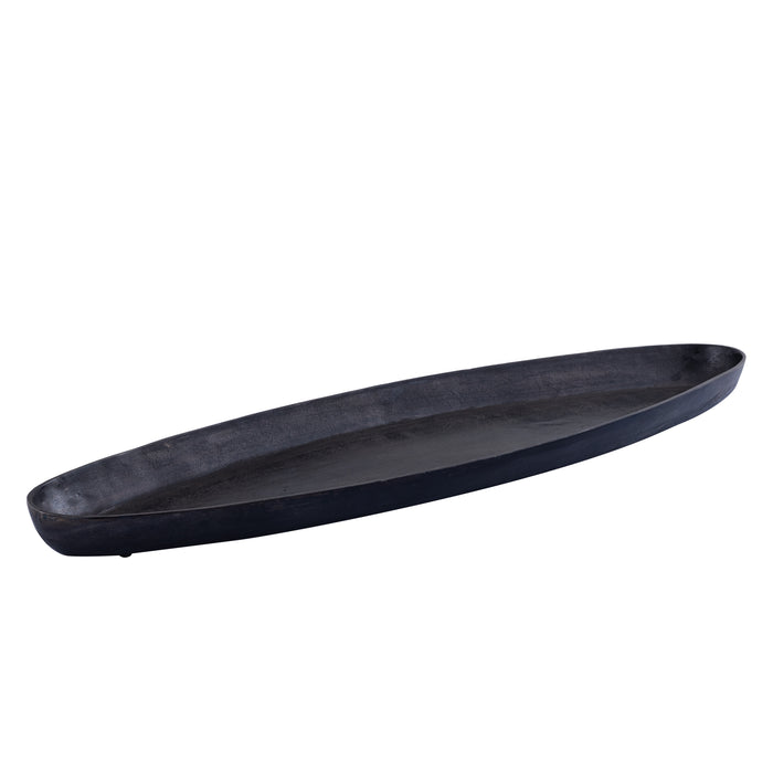 Yaren black cast aluminium oval bowl, large