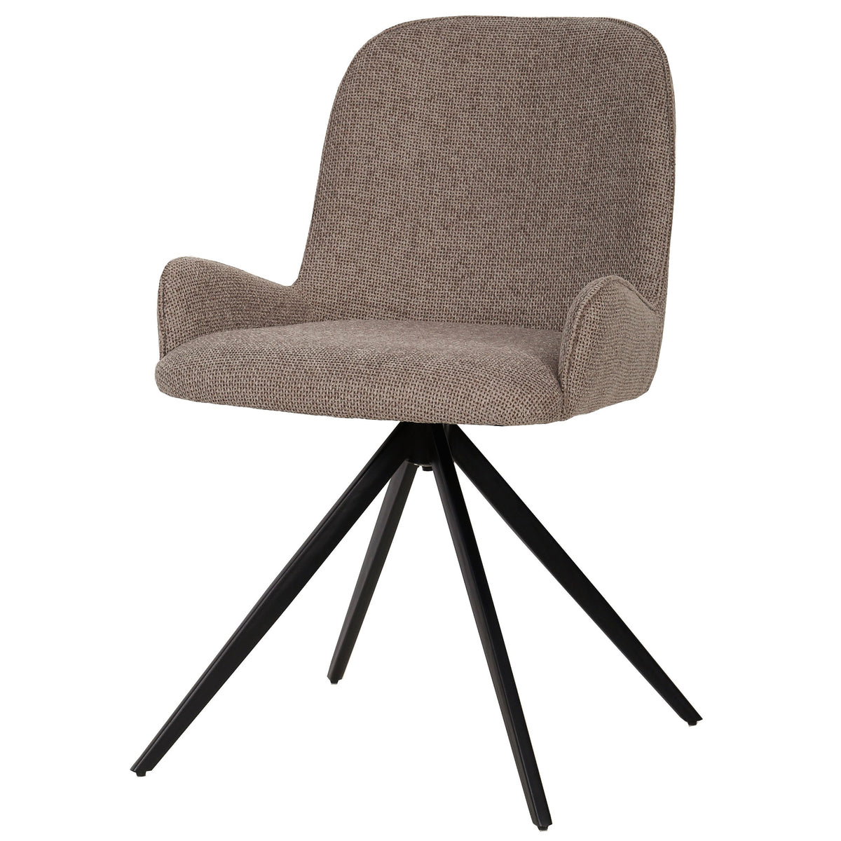 Leander beige fabric dining chair with swivel base