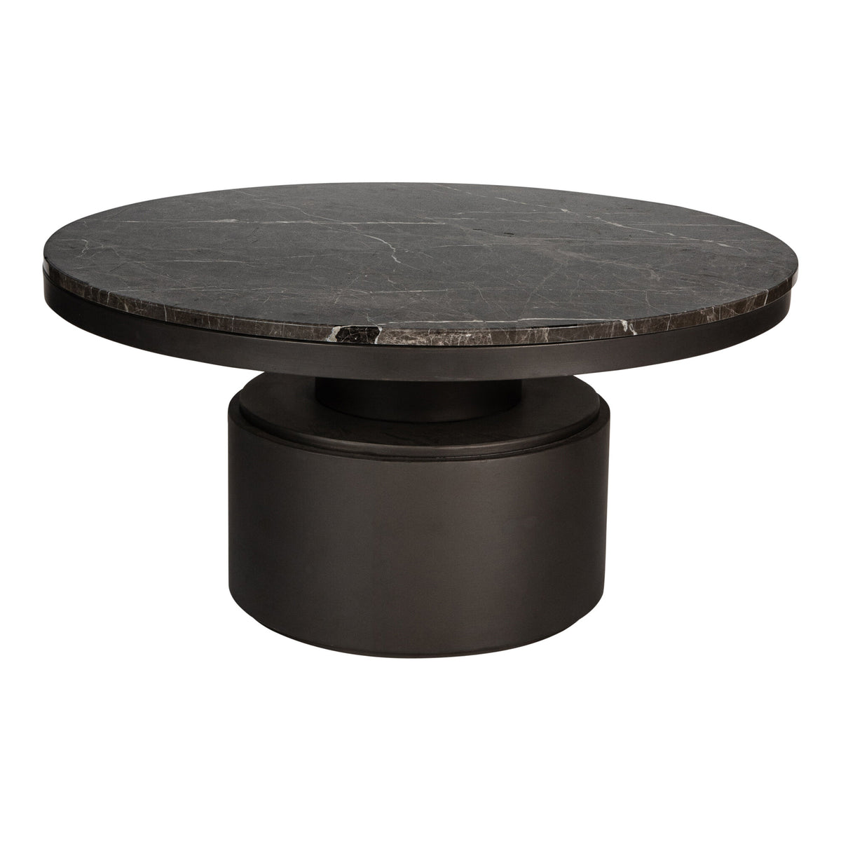 Bregt brown marble coffee table, tall, dark brown base