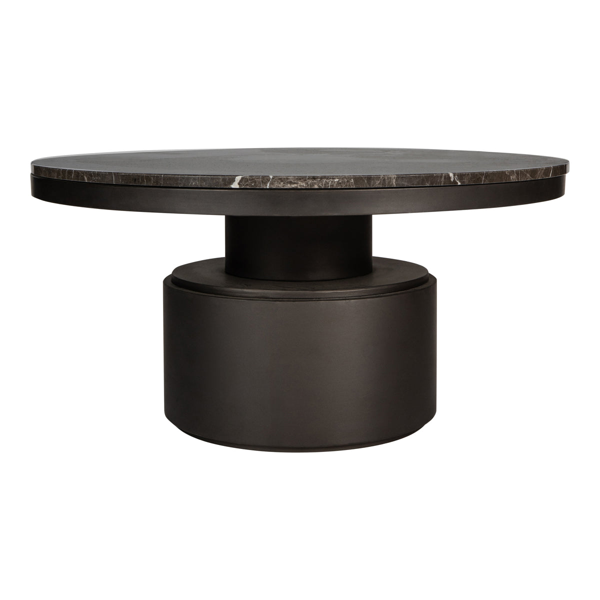 Bregt brown marble coffee table, tall, dark brown base