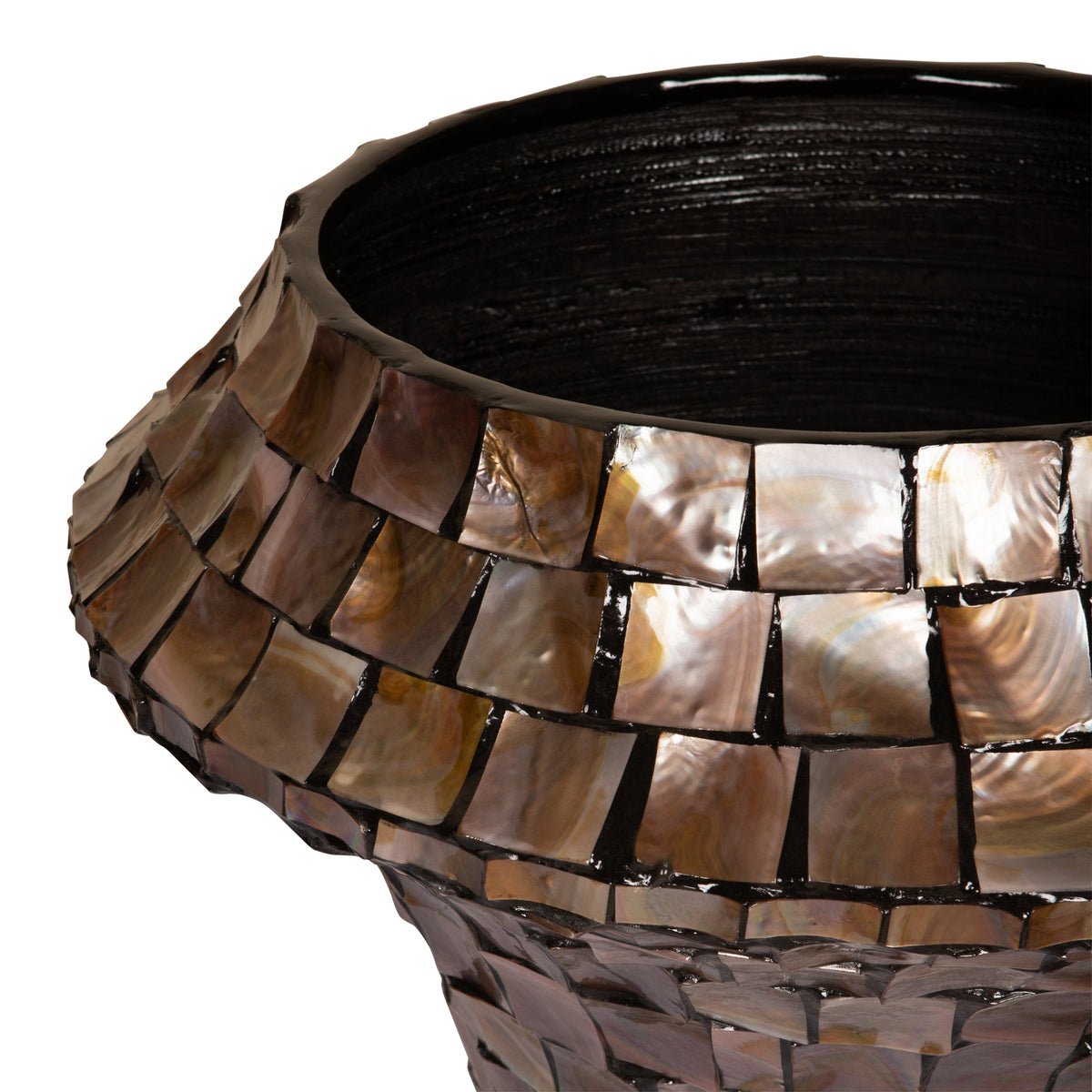 Daven bronze bamboo planter, large low round