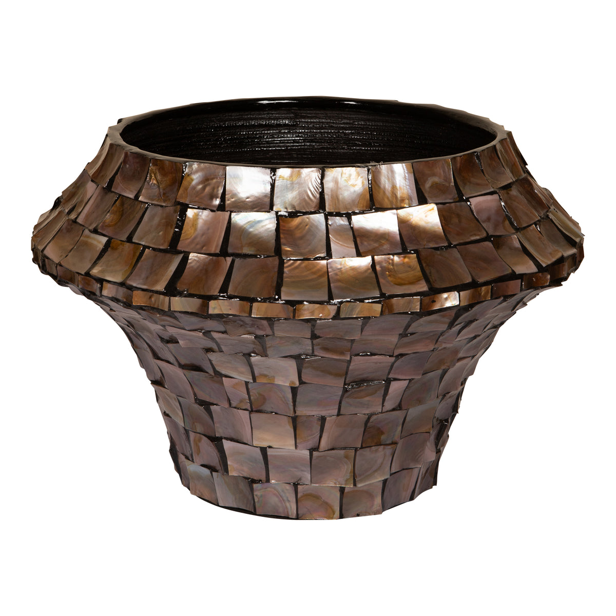 Daven bronze bamboo planter, large low round