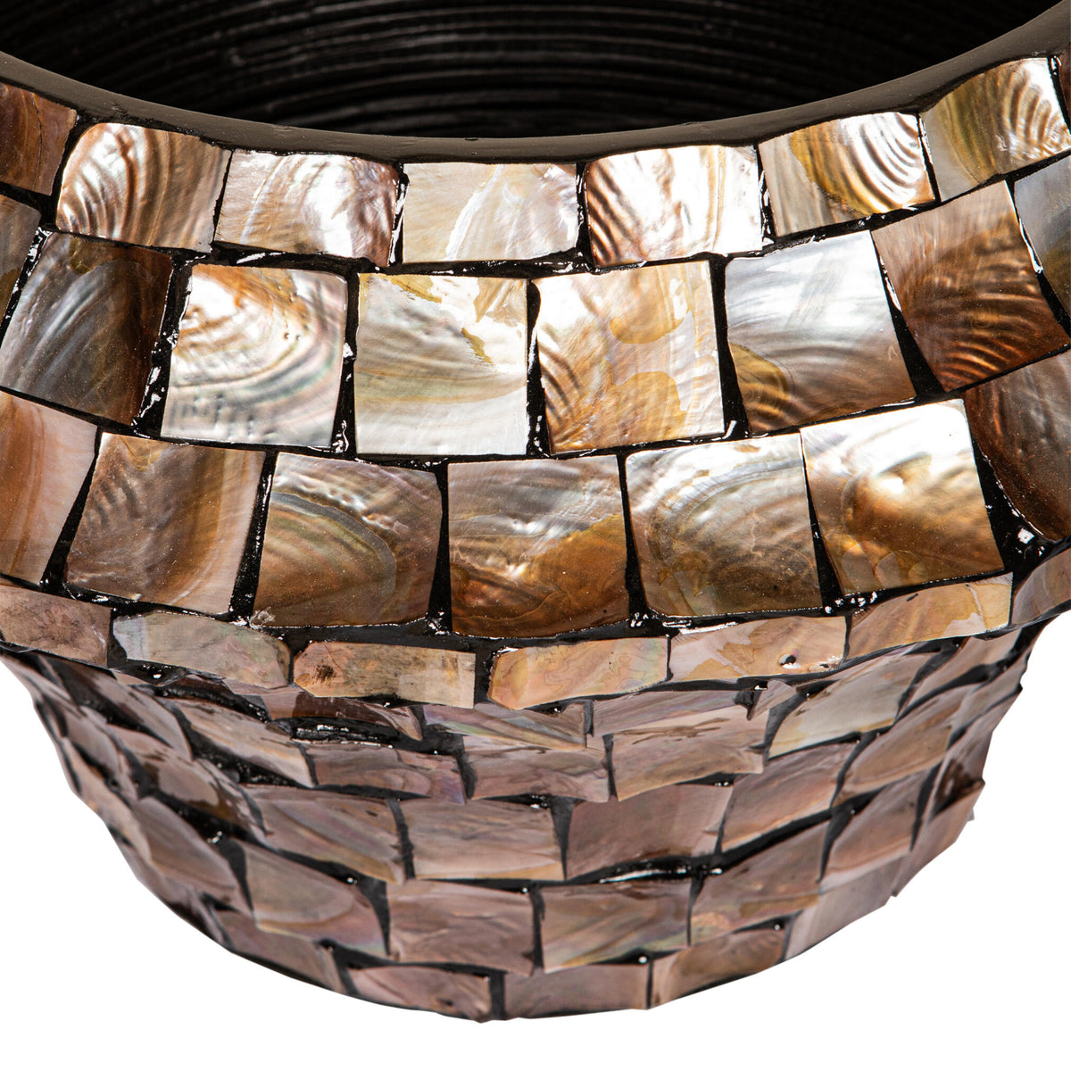 Daven bronze bamboo planter, medium low round