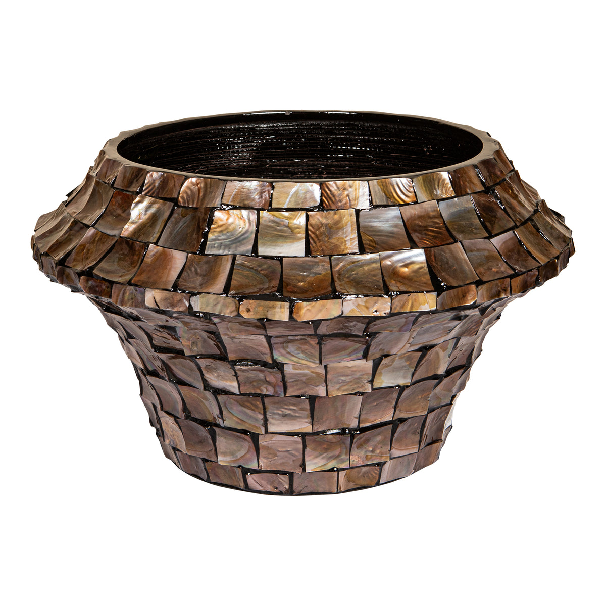 Daven bronze bamboo planter, medium low round