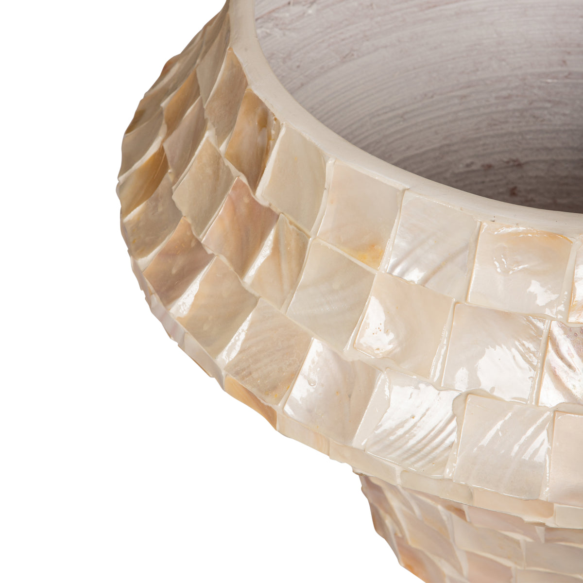 Daven cream bamboo planter, large low round
