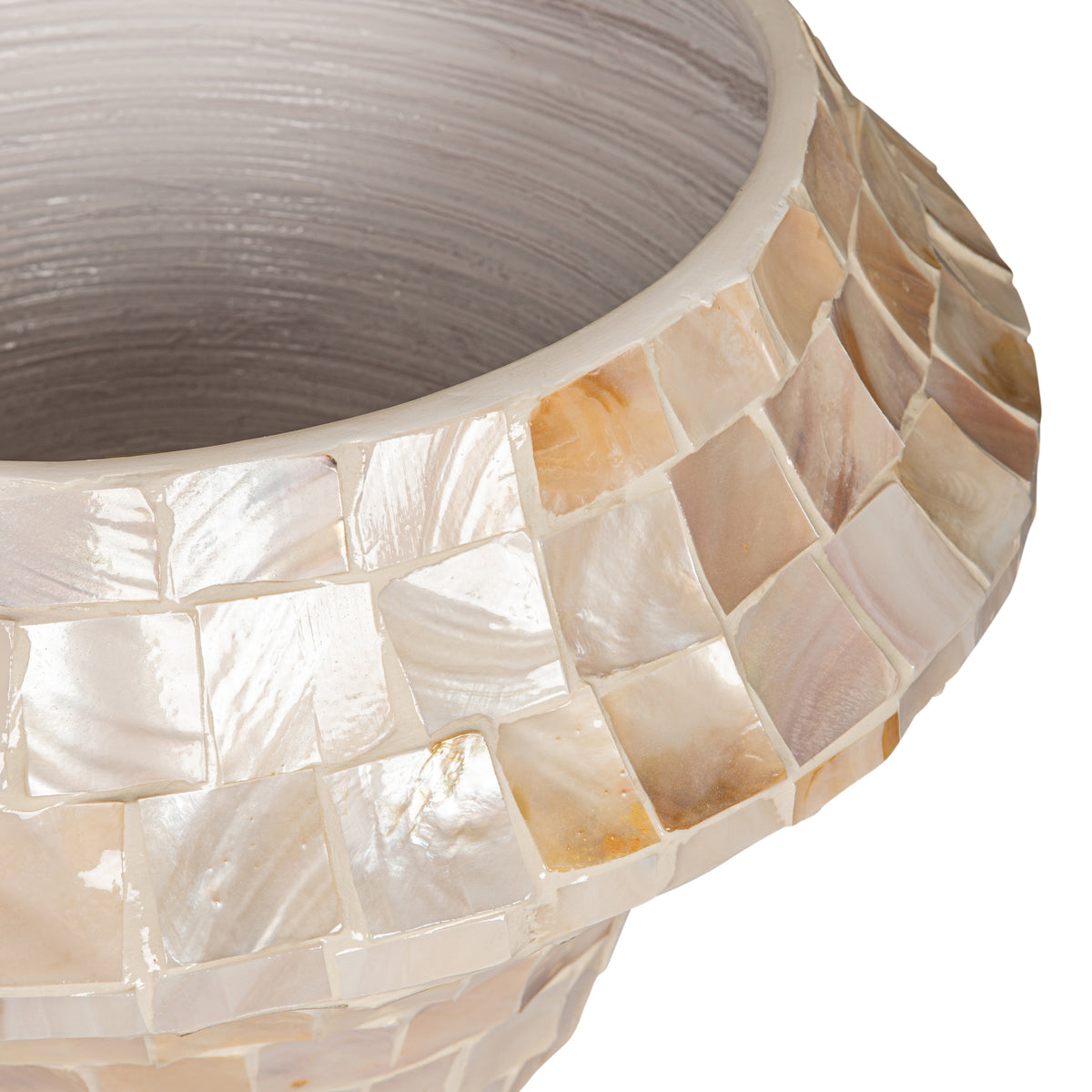 Daven cream bamboo planter, medium low round