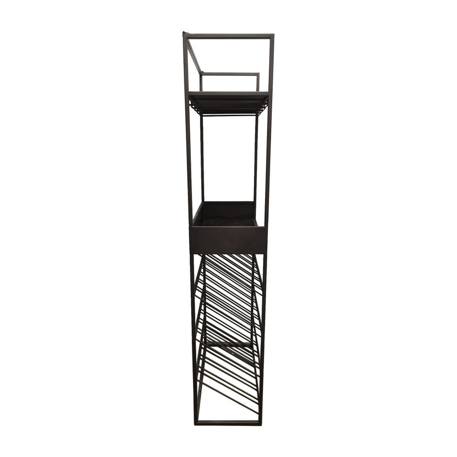 Arto dark grey wine rack with brown marble