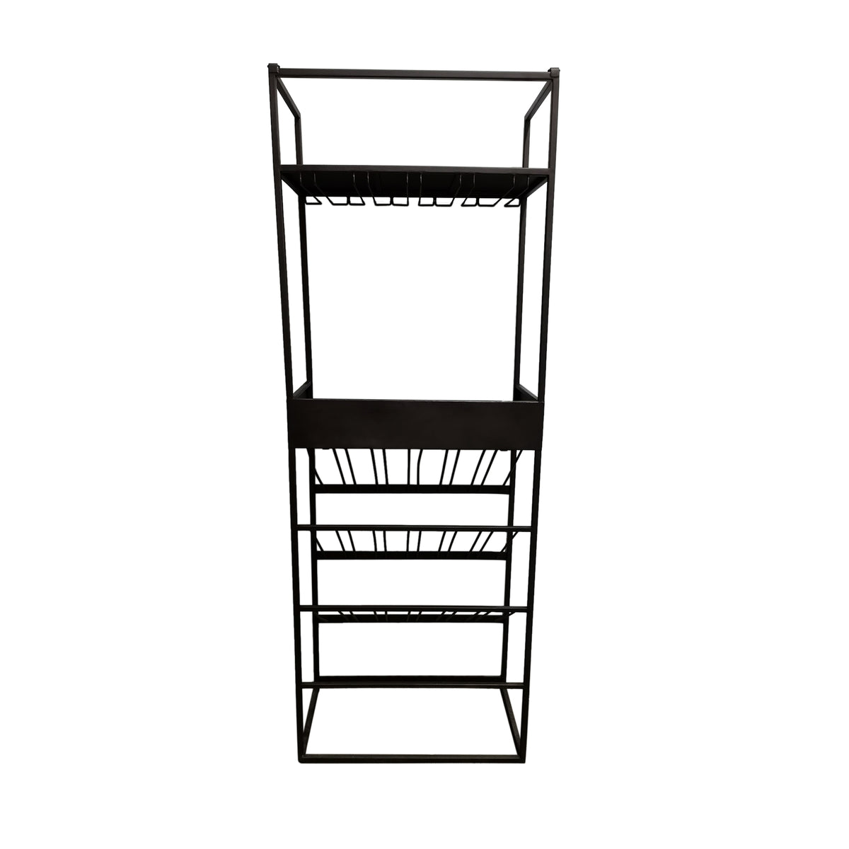 Arto dark grey wine rack with brown marble