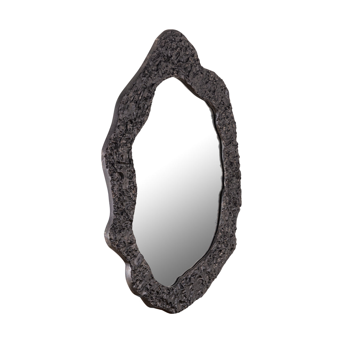 Morina black organic oval cast aluminium mirror