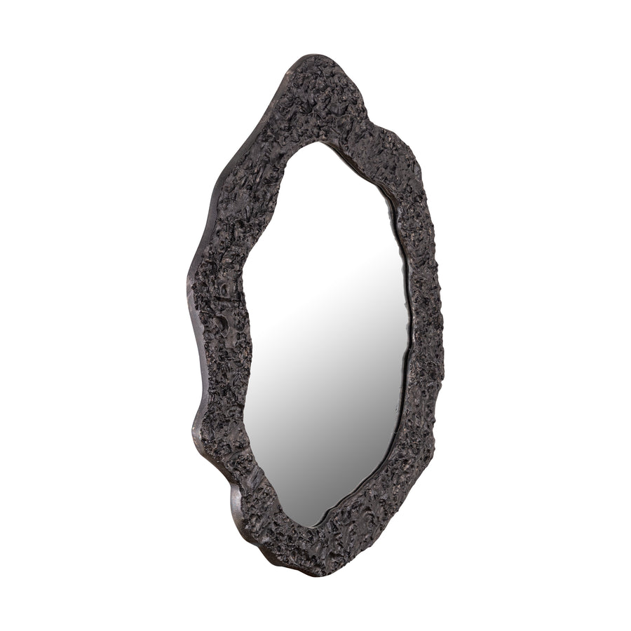 Morina black organic oval cast aluminium mirror