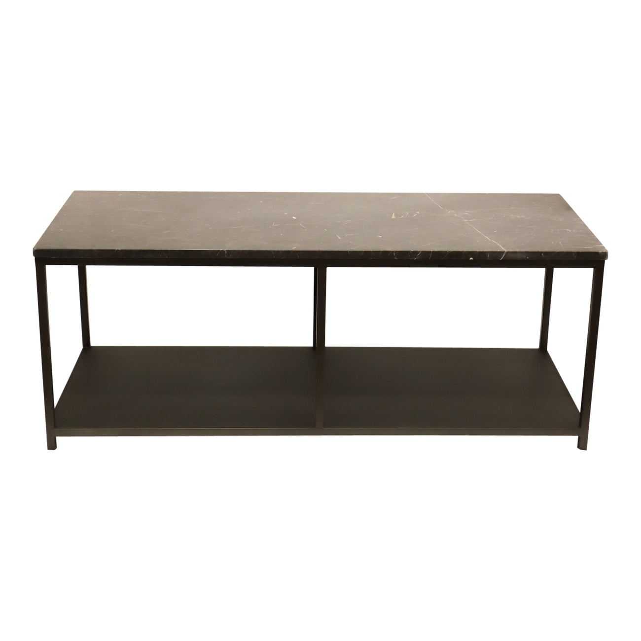 Laco brown marble top taupe metal side table