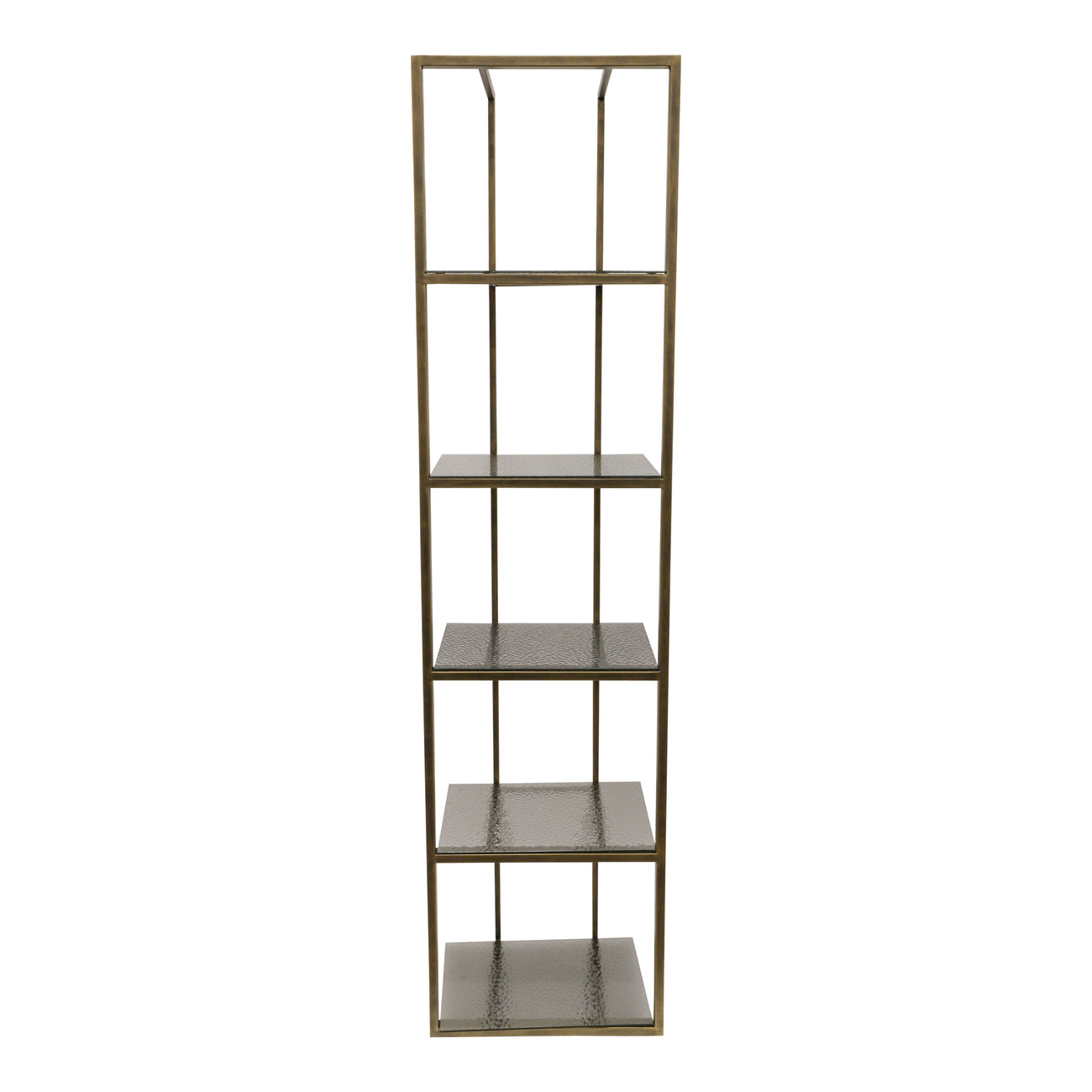 Ilya gold metal cabinet with smoky glass shelves