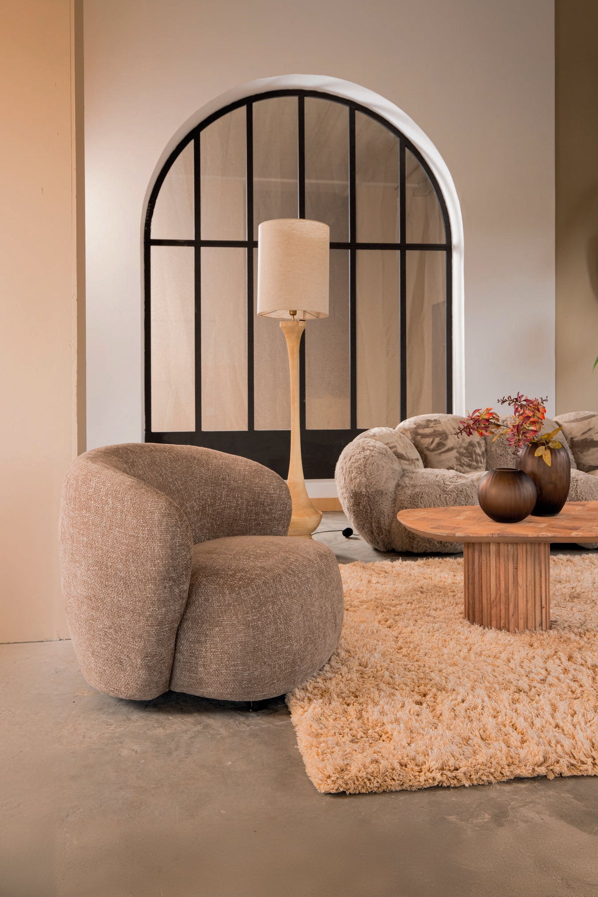 Aphrodite taupe fabric armchair