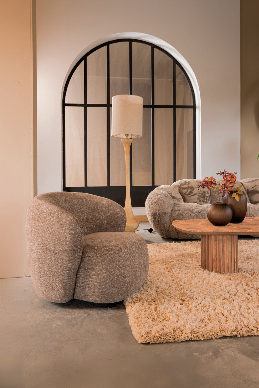 Aphrodite taupe fabric armchair