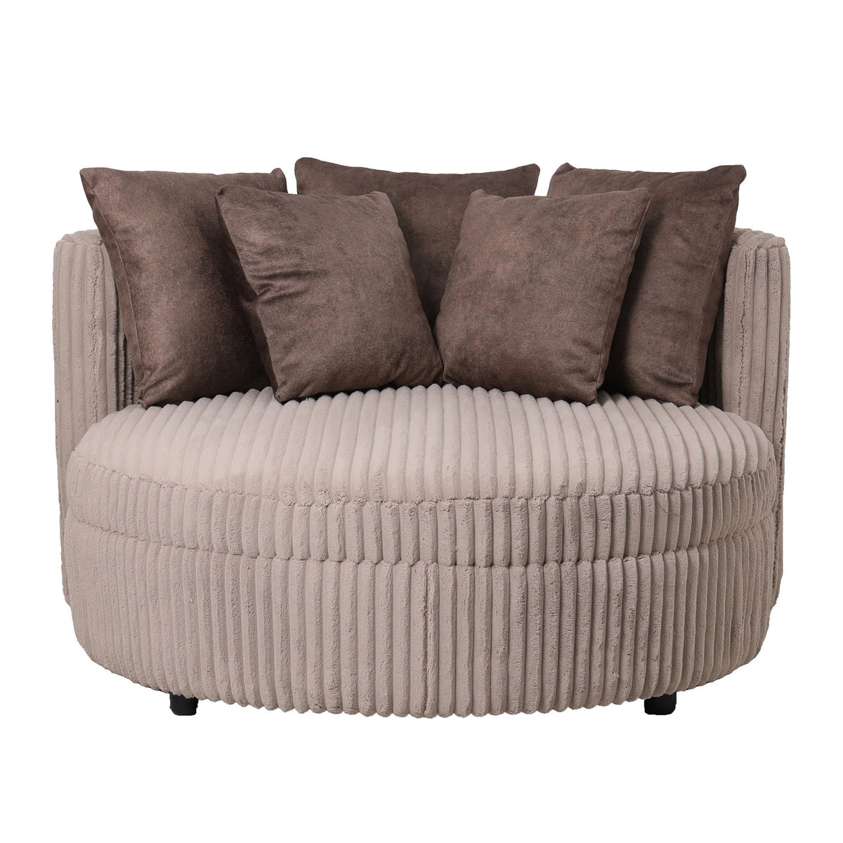 Fayen taupe velvet loveseat with scatter cushions
