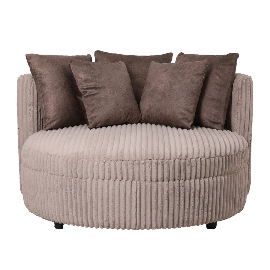 Fayen taupe velvet loveseat with scatter cushions