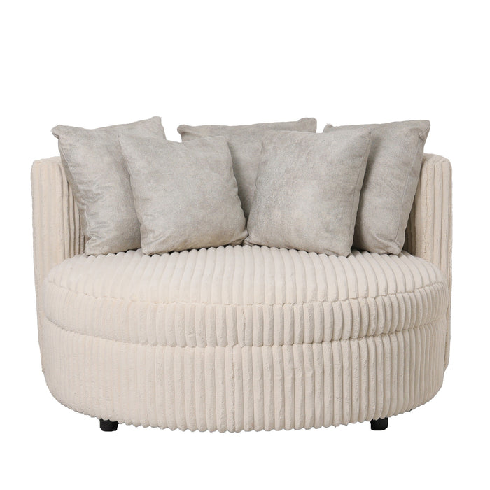 Fayen taupe pillowed round armchair