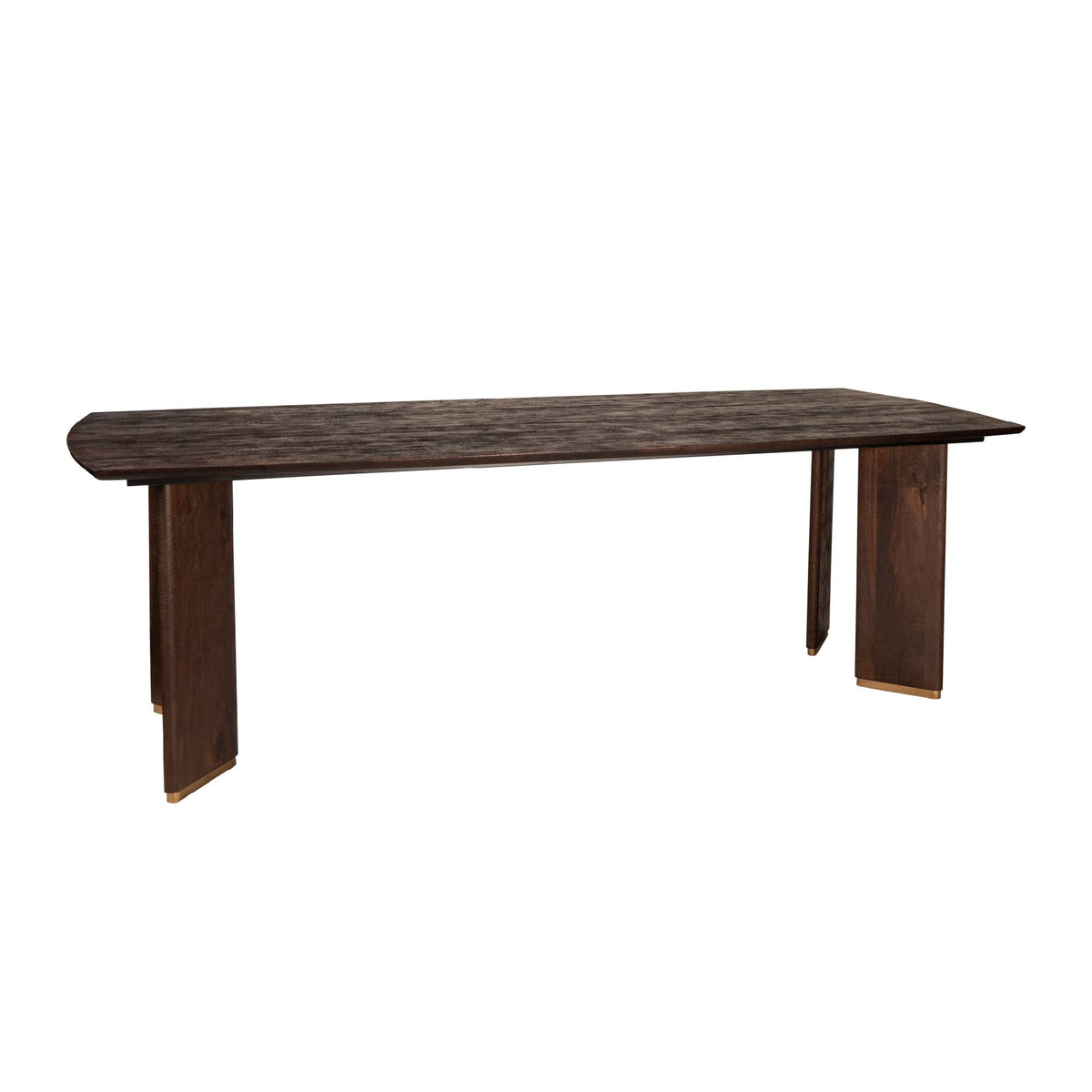 Liber brown mango wood dining table with gold legs, 240cm