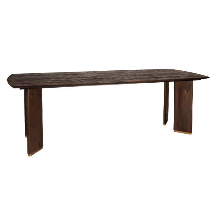 Liber brown mango wood dining table 280cm with gold legs
