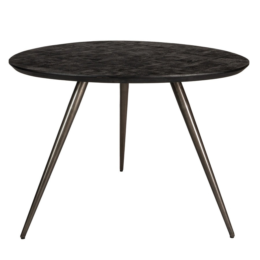 Fieron black wooden organic round dining table