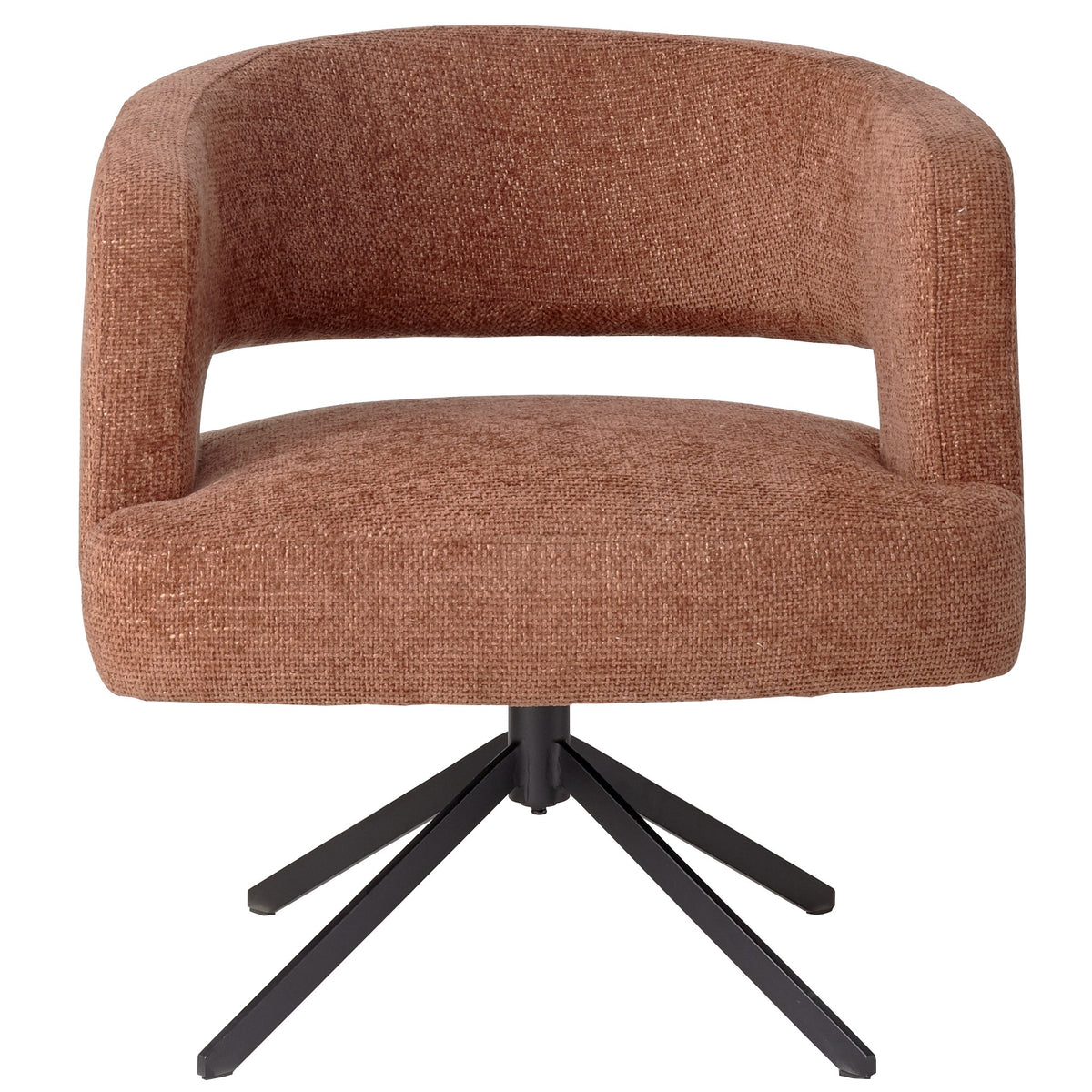 Baldr rust wide dining chair with black legs