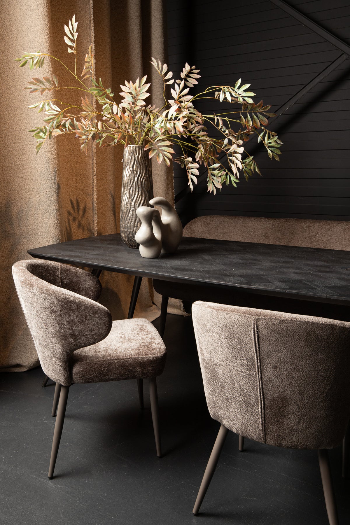 Ares mocca upholstered in aphrodite fabric dining chair