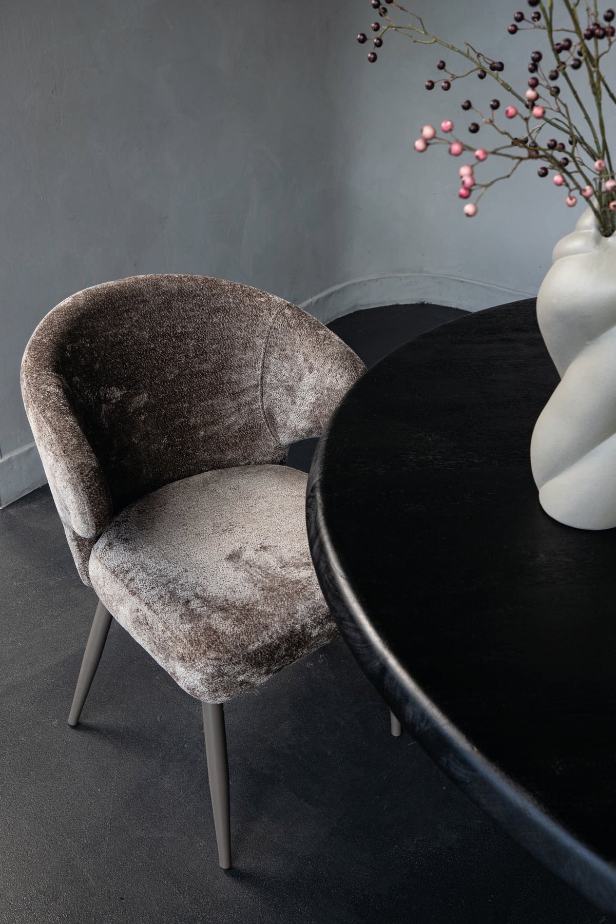 Ares mocca upholstered in aphrodite fabric dining chair